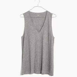 Whisper Cotton V-Neck Pocket Tank -XS